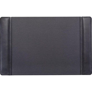 Dacasso Leather Side-Rail Desk Pad - Rectangular - 22&quot; Width x 14&quot; Depth - Felt Black Backing - Top Grain Leather - Black