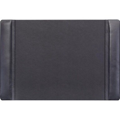 Dacasso Side-Rail Desk Pad - 25.5&quot; Width x 17.25&quot; Depth - Felt Backing - Leather - Black