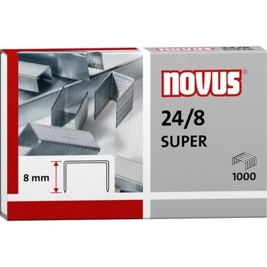Novus 24/8 Super Premium Staples - 5/16&quot; Leg - Silver - Steel1000 / Carton