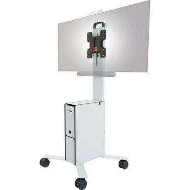 DURABLE COWORKSATION Mobile TV Cart - 3 Shelf - 39.68 lb Capacity - 4 Casters - High Density Fiberboard (HDF) - x 22.5&quot; Width x 22.6&quot; Depth x 50.9&quot; Height - Aluminum Frame - White - 1 Each