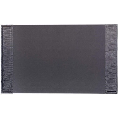Dacasso Crocodile Embossed Leather Side-Rail Desk Pad - 20&quot; Width - Leather - Black - 1Each