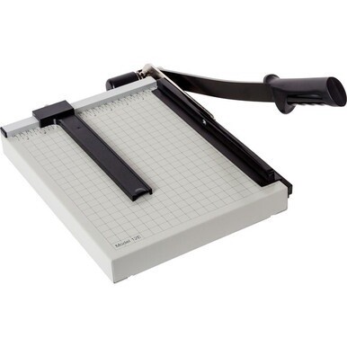 Dahle NA Vantage Guillotine Paper Trimmer - 15 Sheet Cutting Capacity - 12&quot; Cutting Length - Sturdy, Spring-action Handle, Adjustable Back Stop, Alignment Grid - Metal - Gray - 10.3&quot; Length - 1 / Cart