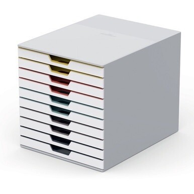 GSA MAS DURABLE VARICOLOR MIX 10 Drawer Desktop Storage Box, White/Multicolor - 10 Drawer(s) - 11" Height x 11.5" Width x 14" DepthDesktop - White - Plastic - 1 Each