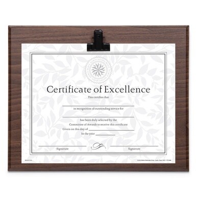 Plaque With Metal Clip, Wood, 8.5 x 11 Insert, Walnut