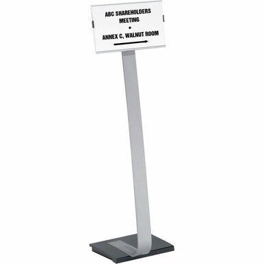 DURABLE&amp;reg; INFO SIGN Letter Floor Stand - 8.5&quot; x 11&quot; Sign - 40.5&quot; - 46.5&quot; Height - Rectangular Shape - Acrylic, Stainless Steel - Updateable - Silver - 1 Pack