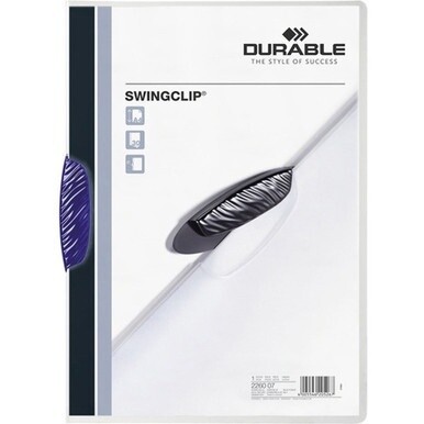 DURABLE&amp;reg; SWINGCLIP&amp;reg; Report Cover - Letter Size 8 1/2&quot; x 11&quot; - 30 Sheet Capacity - Punchless - Vinyl - Dark Blue Clip