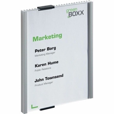 DURABLE&amp;reg; Wall Mounted INFO SIGN - 6-1/10&quot; x 8.-1/2 - Rectangular Shape - Acrylic, Aluminum - Updateable - Silver - 1 Pack