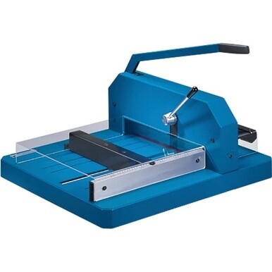 Dahle 846 Professional Stack Cutter - 500 Sheet Cutting Capacity - 16.88&quot; Cutting Length - Ground Blade, Adjustable Alignment Guide, Durable, Burr-free Cut - Steel, Metal, Aluminum, Plastic - Blue - 3