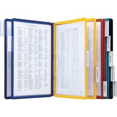 DURABLE&amp;reg; VARIO&amp;reg; Wall Mounted Reference Display System - Wall Mountable - 10 Double Sided Panels - Letter Size - Anti-Reflective/Non-Glare - Assorted Colors