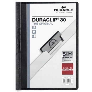 DURABLE&amp;reg; DURACLIP&amp;reg; Report Cover - Letter Size 8 1/2&quot; x 11&quot; - 30 Sheet Capacity - Punchless - Vinyl - Black