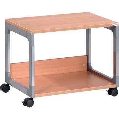 DURABLE System 48 Multifunction Trolley - 2 Shelf - 4 Casters - Metal, Steel, Melamine, Hardboard, Fiberglass, Plastic - x 3.6&quot; Width x 17&quot; Depth x 18.8&quot; Height - Silver, Beech - 1 Each