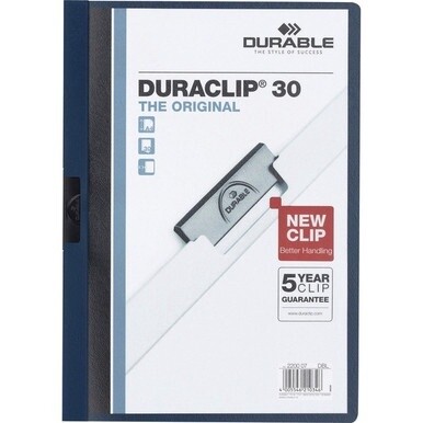 DURABLE&amp;reg; DURACLIP&amp;reg; Report Cover - Letter Size 8 1/2&quot; x 11&quot; - 30 Sheet Capacity - Punchless - Vinyl - Navy