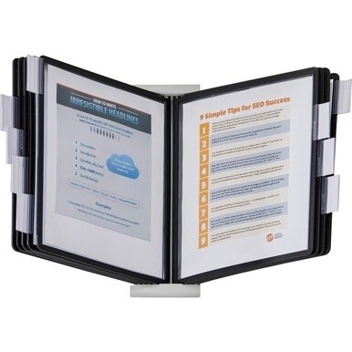 DURABLE&amp;reg; INSTAVIEW&amp;reg; Desktop Reference Display System - Desktop - 10 Double Sided Panels - Letter Size - Anti-Reflective/Non-Glare - Black