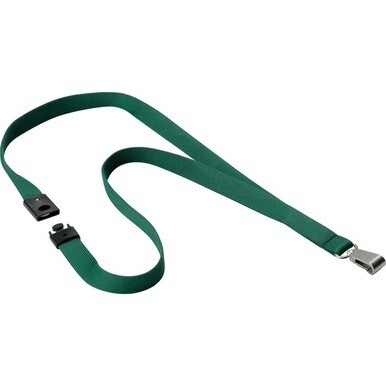 DURABLE&amp;reg; Premium Textile Lanyard with Safety Release - 3/4&quot; x 17&quot; Lanyard - Dark Green - 10 / Box