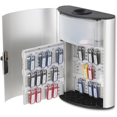 DURABLE&amp;reg; Brushed Aluminum Combo Lock 54-Key Cabinet with Drop Box - 11-3/4&quot; W x 15-3/4&quot; H x 4-5/8&quot; D - Combination Locking Door - Aluminum
