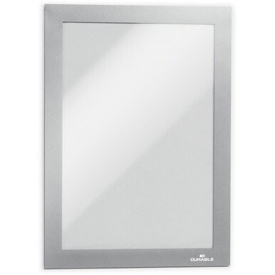 DURABLE DURAFRAME Magnetic Frame - 2 Pack - 5.50&quot; Holding Width x 8.50&quot; Holding Height - Magnetic, Anti-glare, Four Sided, Sturdy - Plastic - Silver