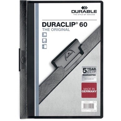 DURABLE&amp;reg; DURACLIP&amp;reg; Report Cover - Letter Size 8 1/2&quot; x 11&quot; - 60 Sheet Capacity - Punchless - Vinyl - Black