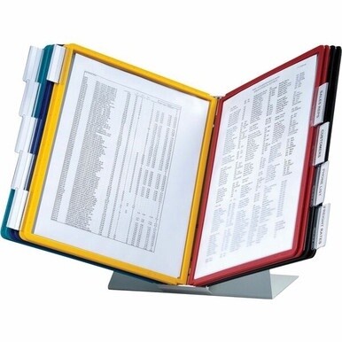 DURABLE&amp;reg; VARIO&amp;reg; Desktop Reference Display System - Desktop - 10 Double Sided Panels - Letter Size - Anti-Reflective/Non-Glare - Assorted Colors