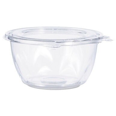 Tamper-Resistant, Tamper-Evident Bowls with Flat Lid, 16 oz, 5.5&quot; Diameter x 2.7&quot;h, Clear, Plastic, 240/Carton