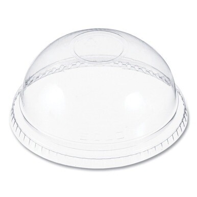 Plastic Dome Lid, No-Hole, Fits 9 oz to 22 oz Cups, Clear, 100/Sleeve, 10 Sleeves/Carton