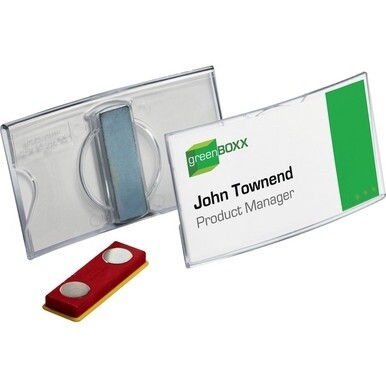 DURABLE&amp;reg; Deluxe Convex &amp; Magnetic Name Badge - 1-9/16&quot; x 2-15/16&quot; Insert - Acrylic - Transparent - 25 / Box