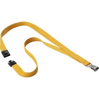 DURABLE&amp;reg; Premium Textile Lanyard with Safety Release - 4/5&quot; x 17&quot; Lanyard - Gold - 10 / Box