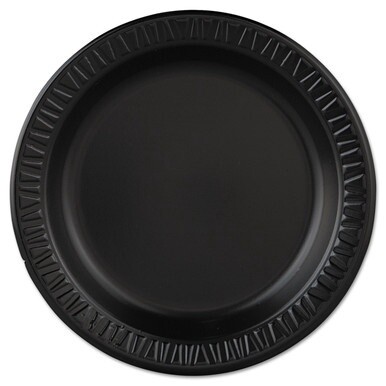 Quiet Classic Laminated Foam Dinnerware, Plate, 9&quot; dia, Black, 125/Pack, 4 Packs/Carton