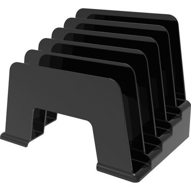 Deflecto Sustainable Office Small Incline Sorter - 5 Compartment(s) - 6&quot; Height x 8&quot; Width x 5.5&quot; DepthDesktop - Sturdy - 30% Recycled - Black - Plastic - 1 Each