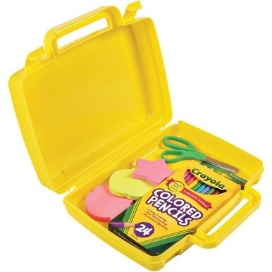 Deflecto Antimicrobial Storage Case Yellow - External Dimensions: 8.6&quot; Width x 10.2&quot; Depth x 2.7&quot; Height - Snap-tight Closure - Plastic - Yellow - For Photo, Art/Craft Supplies