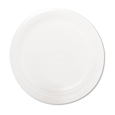 Quiet Classic Laminated Foam Dinnerware Plate, 9&quot; dia, White, 125/Pack