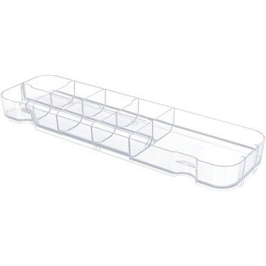 Deflecto Caddy Storage Tray - 9 Compartment(s) - 1.3&quot; Height x 13.1&quot; Width x 3.8&quot; DepthDesktop - Portable, Stackable - Clear - Polystyrene - 1 Each