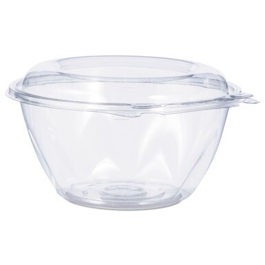 Tamper-Resistant, Tamper-Evident Bowls with Dome Lid, 32 oz, 7&quot; Diameter x 3.4&quot;h, Clear, Plastic, 150/Carton