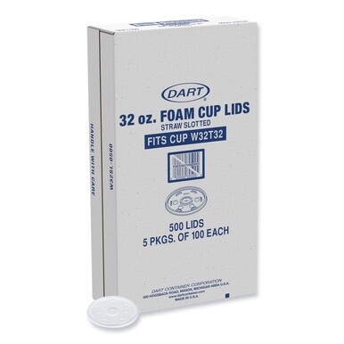 Lids for Foam Cups and Containers, Fits 32 oz, 44 oz Cups, Translucent, 500/Carton