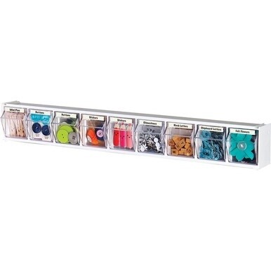 Deflecto Tilt Bin Interlocking Multi-Bin Storage Organizer - 9 Compartment(s) - 4.5&quot; Height x 23.6&quot; Width x 3.6&quot; DepthCounter - Black - 1 Each