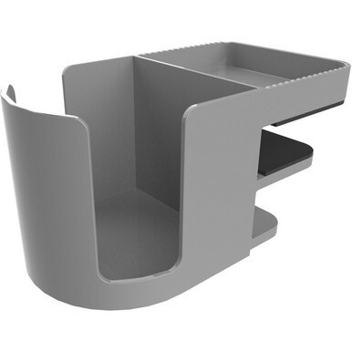 Deflecto Standing Desk Cup Holder - 3.5&quot; Height x 3.9&quot; Width x 7&quot; Depth - Cup Holder, Durable, Spill Resistant, Portable, Spring Loaded - Gray - Acrylonitrile Butadiene Styrene (ABS) - 1 Each