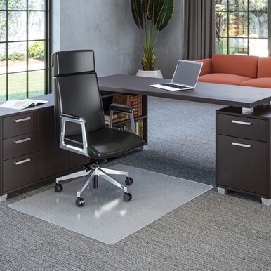 Deflecto EconoMat Chair Mat - Carpeted Floor - 60&quot; Length x 46&quot; Width x 62.5 mil Thickness - Rectangular - Polycarbonate - Clear - 1Each