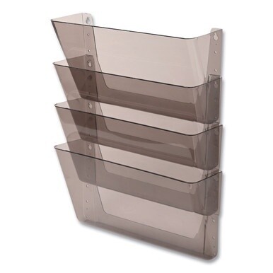 DocuPocket Stackable Four-Pocket Wall File, 4 Sections, Letter Size, 13&quot; x 4&quot;, Smoke, Ships in 4-6 Business Days
