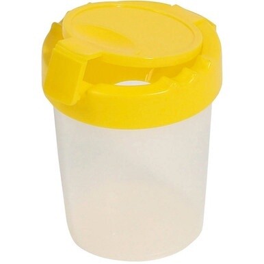 Deflecto Antimicrobial Kids No Spill Paint Cup Yellow - Paint, Brush - 3.93&quot;Height x 3.46&quot;Width x 3.93&quot;Depth - 1 Each - Yellow - Plastic, Polypropylene