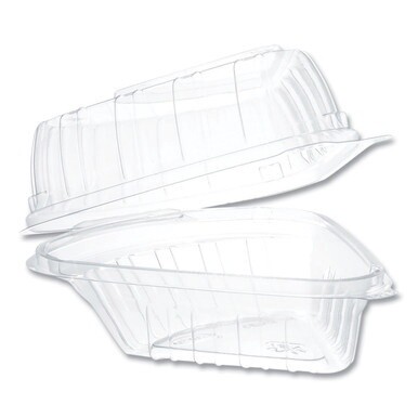 Showtime Clear Hinged Containers, Pie Wedge, 6.67 oz, 6.1 x 5.6 x 3, Clear, Plastic, 125/Pack, 2 Packs/Carton