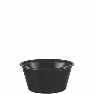 Polystyrene Portion Cups, 2 oz, Black, 250/Bag, 10 Bags/Carton