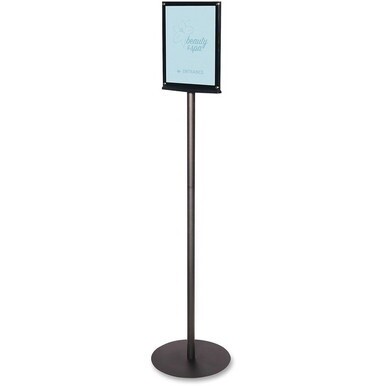 Deflecto Double-Sided Magnetic Sign Display - 1 Each - 13&quot; Width x 56&quot; Height x 12.9&quot; Depth - 8.50&quot; Holding Width x 11&quot; Holding Height - Magnetic - Metal, Plastic - Indoor - Black