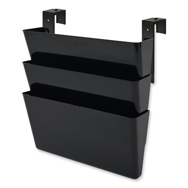 DocuPocket Stackable Three-Pocket Partition Wall File, 3 Sections, Letter Size, 13&quot; x 4&quot;, Black
