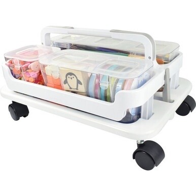Deflecto Caddy Wheel Base - 16&quot; Width x 11&quot; Depth x 3.3&quot; Height - White