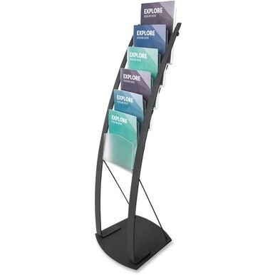 Deflecto Contemporary Floor Display - 6 Compartment(s) - Compartment Size 1.45&quot; - 49&quot; Height x 13&quot; Width x 16.5&quot; DepthFloor - Black - Metal - 1 Each