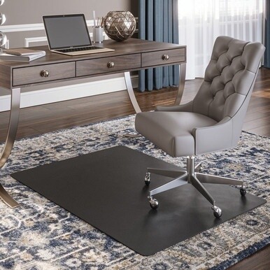 Deflecto EconoMat Chair Mat - Floor, Office, Carpeted Floor, Breakroom - 53&quot; Length x 45&quot; Width - Rectangular - Vinyl - Black - 1Each