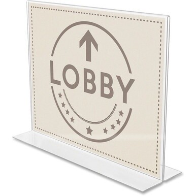Deflecto Anti-Glare Double-sided Sign Holder - Landscape - 8.7&quot; x 11.1&quot; x 3.3&quot; x - Acrylic - 1 Each - Clear - Anti-glare, Scratch Resistant, Durable, Double-sided, Heavy Duty