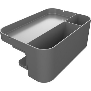 Deflecto Large Standing Desk Organizer - 3 Compartment(s) - 3.5&quot; Height x 9&quot; Width x 6.2&quot; Depth - Portable, Spring Loaded, Built-in Cord Catcher - Gray - Acrylonitrile Butadiene Styrene (ABS) - 1 Each