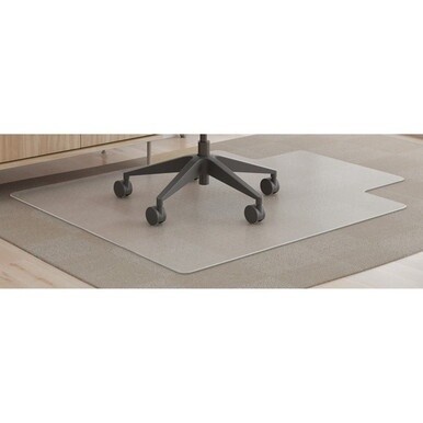 Deflecto SuperMat+ Chairmat - Medium Pile Carpet, Home Office, Commercial - 53&quot; Length x 45&quot; Width x 0.50&quot; Thickness - Rectangular - Polyvinyl Chloride (PVC) - Clear - 1 / Carton