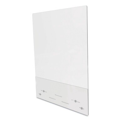 Mounting Safety Barrier with Full Shield and Brace, 31.5&quot; x 38&quot;, Acrylic, Clear, 2/Carton
