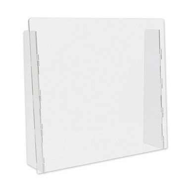 Counter Top Barrier with Full Shield, 27&quot; x 6&quot; x 23.75&quot;, Acrylic, Clear, 2/Carton